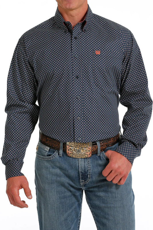 Men’s Cinch Navy, White and Red Button Up