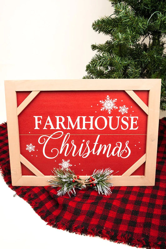 Farmhouse Christmas Red Wood Sign