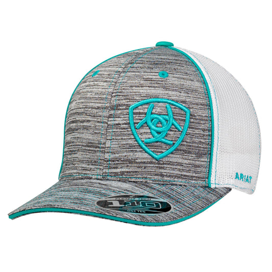 Mens Ariat Heather Grey with Turquoise Shield Logo