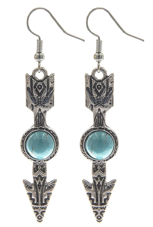Turquoise Stone & Arrow Earrings