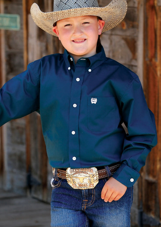 Boy’s Cinch Solid Teal Button Up